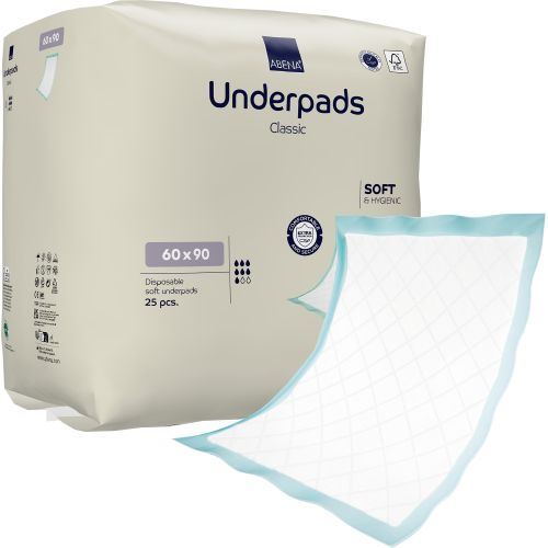 Abena Soft Classic Underlay 60x90cm continence product with 2100ml absorption, shown in the image.