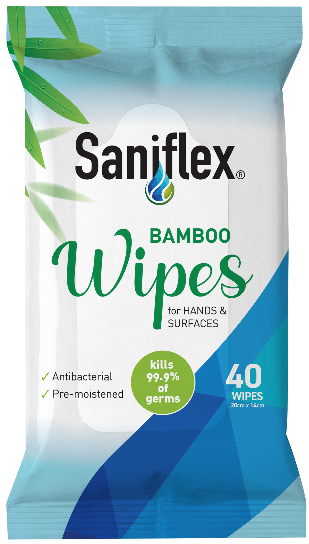 Bamboo Eco Hand &amp; Surface Wipes - Alcohol Free - 40 Pack