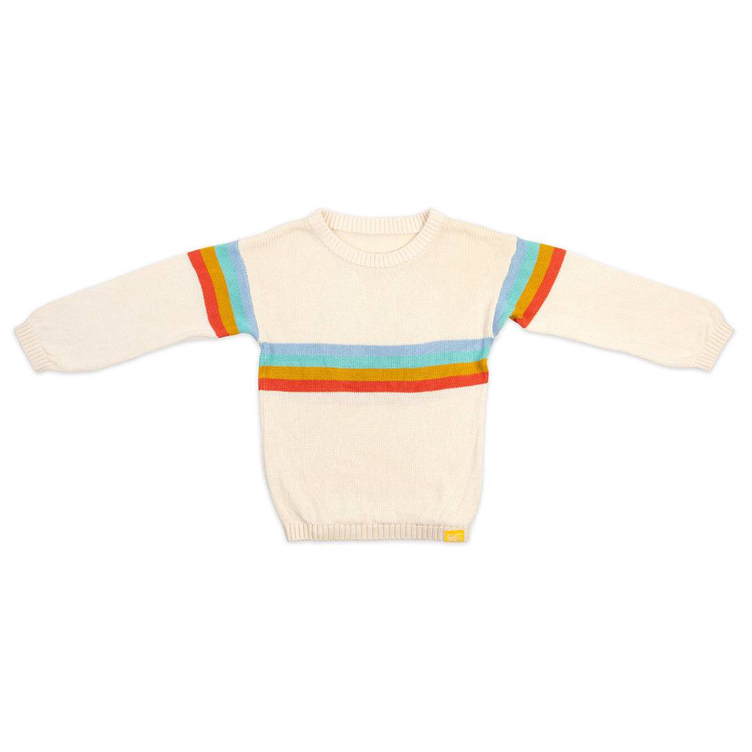 Kids bamboo knit jumper by Sanguine Crew featuring a crew neck and soft, cozy fabric in natural colors.