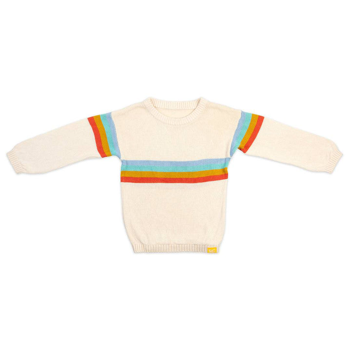 Kids bamboo knit jumper by Sanguine Crew featuring a crew neck and soft, cozy fabric in natural colors.