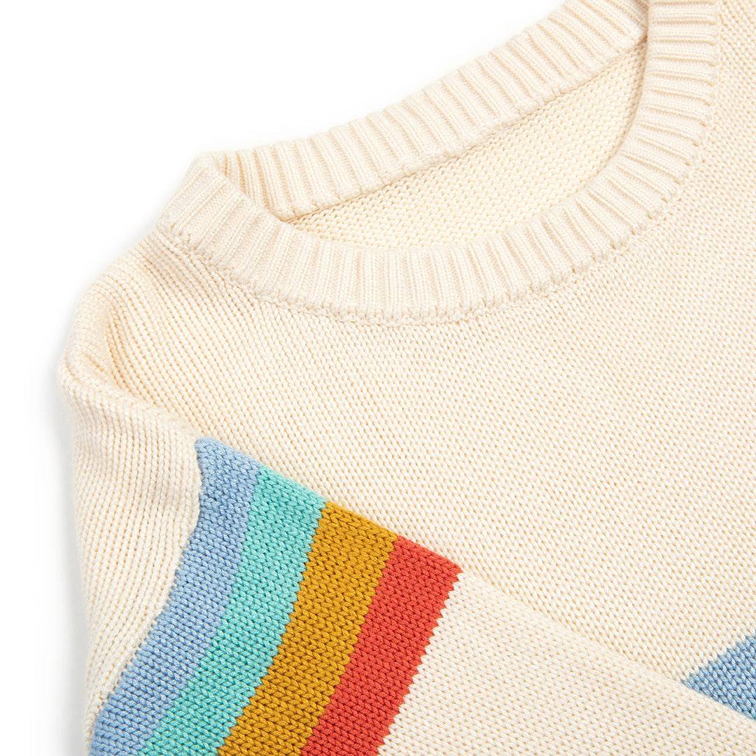 Kids bamboo knit jumper by Sanguine Crew featuring a crew neck and soft, comfortable fabric in natural colors.