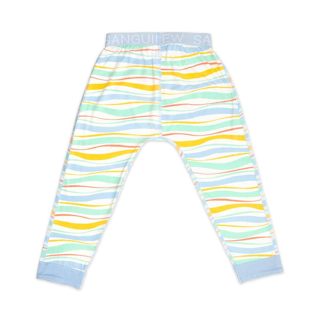 Sanguine Crew kids bamboo lounge pants in soft fabric, featuring a relaxed fit and playful design for comfort and style.