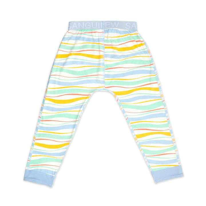 Sanguine Crew kids bamboo lounge pants in soft fabric, featuring a relaxed fit and playful design for comfort and style.
