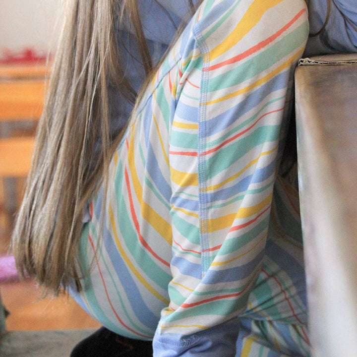 Sanguine Crew kids bamboo lounge pants in soft fabric, featuring a comfortable fit and playful design for lounging.