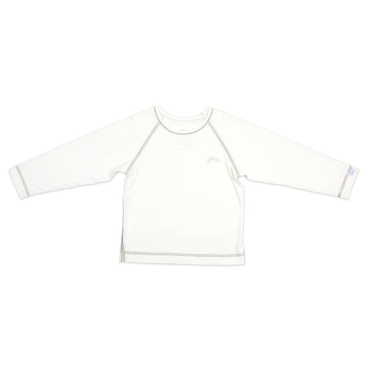 White long sleeve bamboo t-shirt for kids by Sanguine Crew, featuring a comfortable fit and soft fabric.