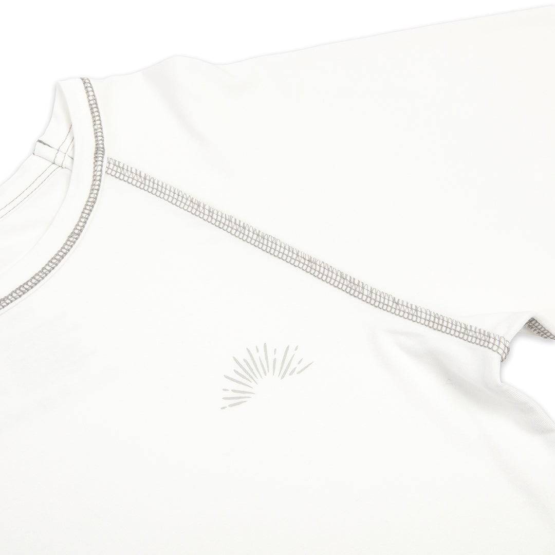 White long sleeve bamboo t-shirt for kids by Sanguine Crew, featuring a comfortable and soft fabric design.