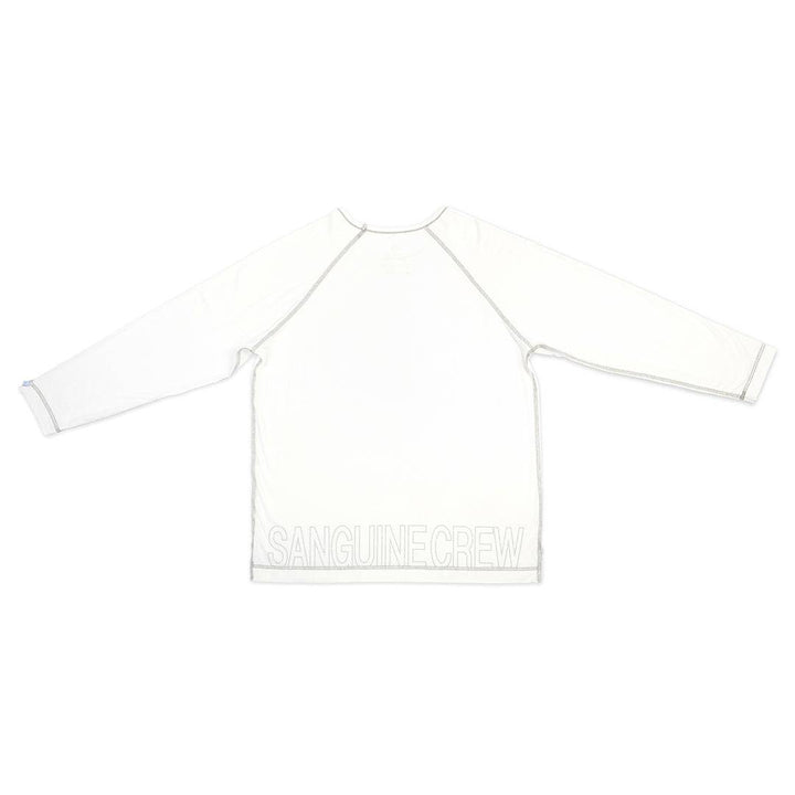 Sanguine Crew adults long sleeve bamboo t-shirt in a relaxed fit, showcasing soft fabric and comfortable design.