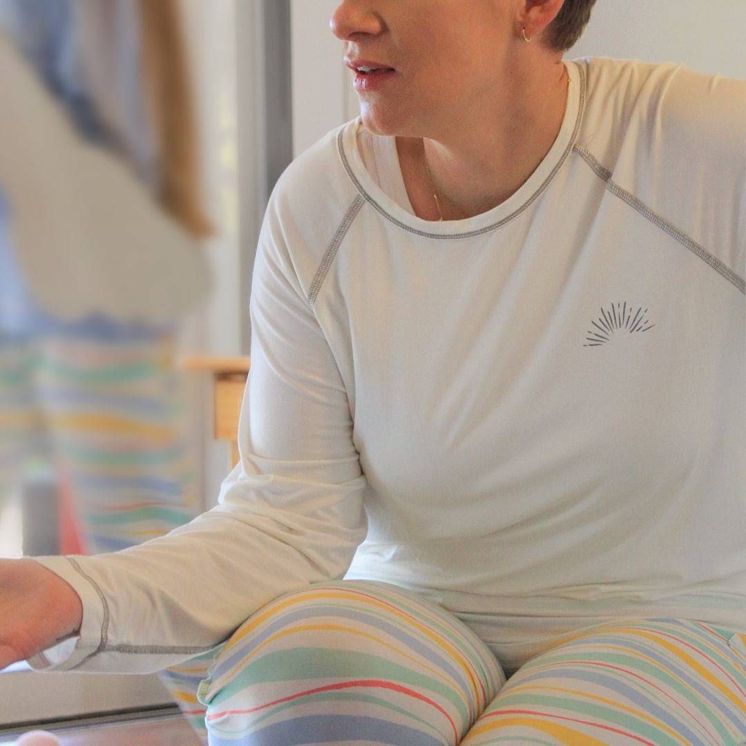 Adults long sleeve bamboo t-shirt by Sanguine Crew in a stylish design, showcasing soft fabric and comfortable fit.