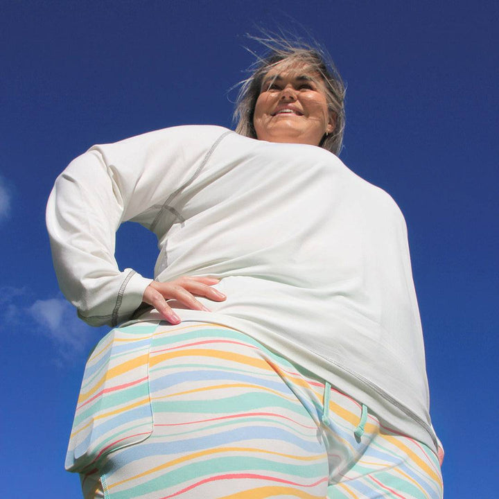 Sanguine Crew adults long sleeve bamboo t-shirt in a relaxed fit, showcasing soft fabric and classic crew neckline.