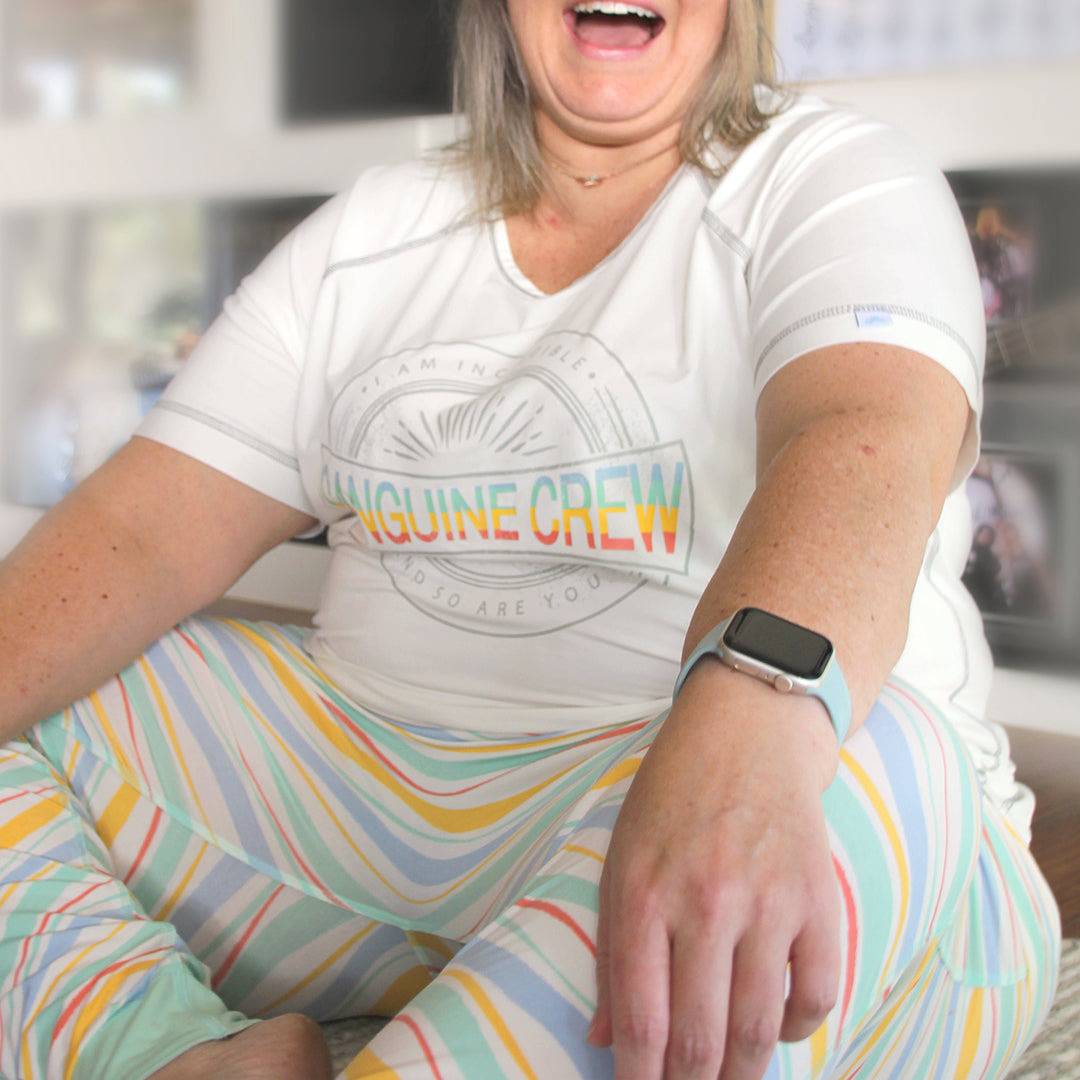 Sanguine Crew adults bamboo t-shirt featuring a soft, breathable fabric in a classic short sleeve design.