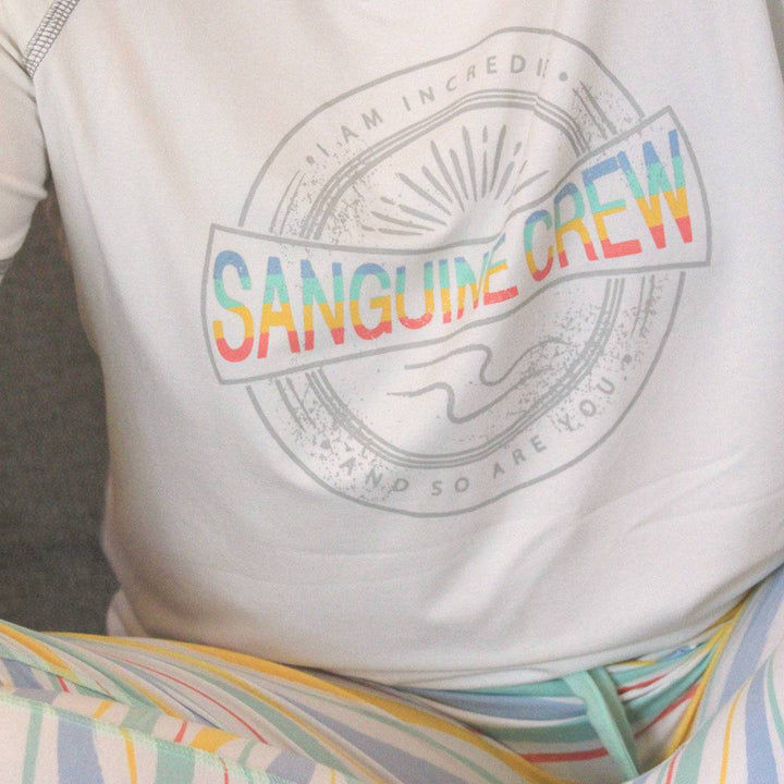 Sanguine Crew adults bamboo t-shirt in a soft fabric with short sleeves and a classic crew neck style.