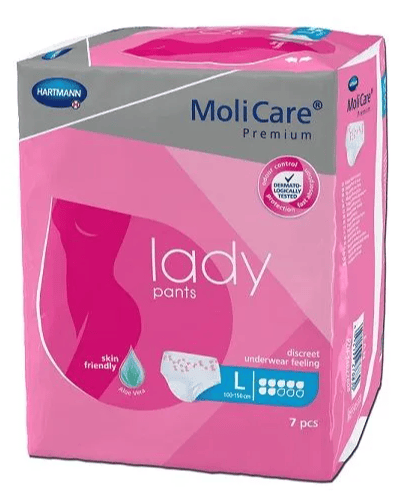 MoliCare Premium Lady Pants in size Large, designed for continence protection, single packet displayed.