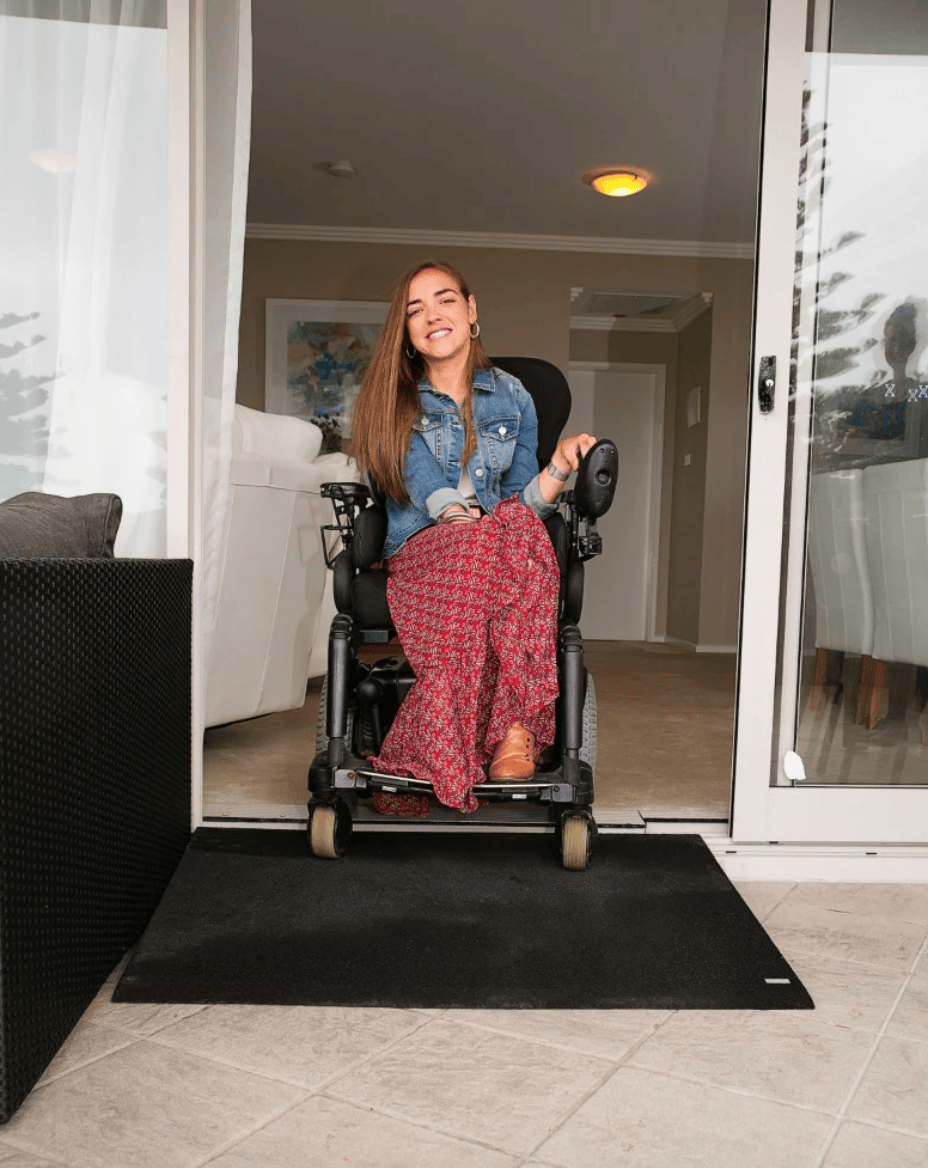 Tyrex custom rubber ramps for mobility access, featuring a durable design suitable for various surfaces and needs.