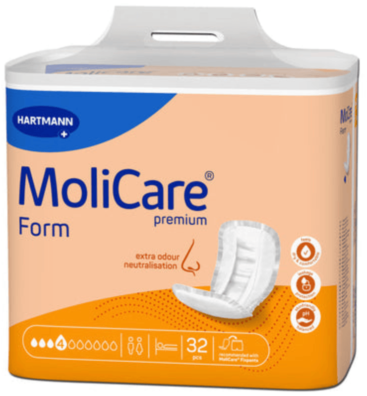 MoliCare Premium Form-4 Drops single packet by Incare Supports, showcasing the product packaging and label details.