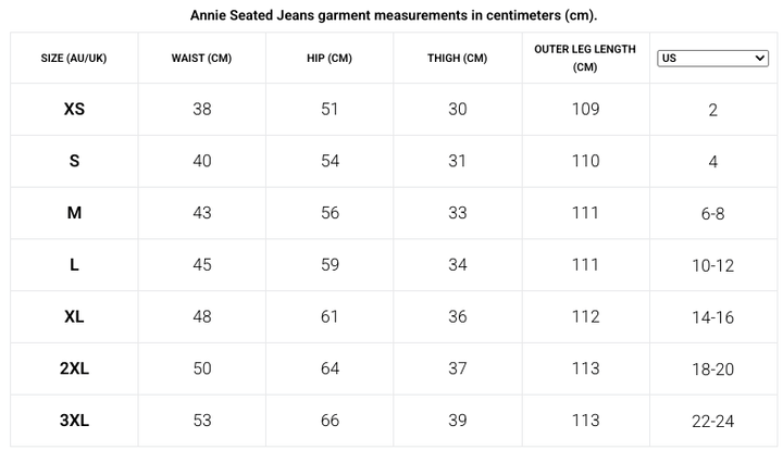 Black Annie Seated Jeans by Christina Stephens designed for female wheelchair users with 2 & 3 access points.
