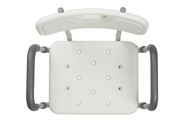 Max Mobility Delta C24 shower chair with removable backrest, featuring a sturdy frame and non-slip legs for safe bathing.