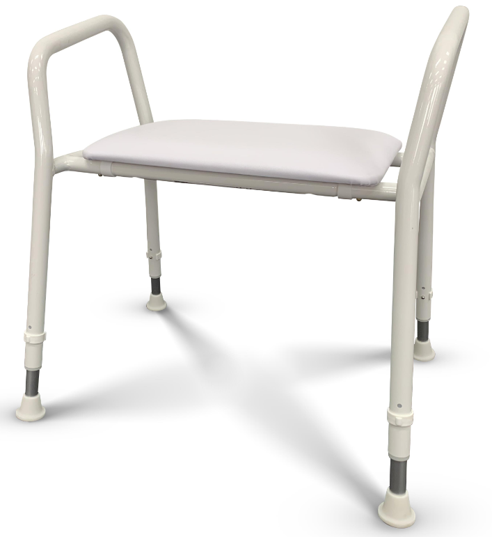 Quintro Healthcare Max Mobility Delta S46-P HD shower stool with padded foam seat, sturdy mobility aid for safe bathroom use