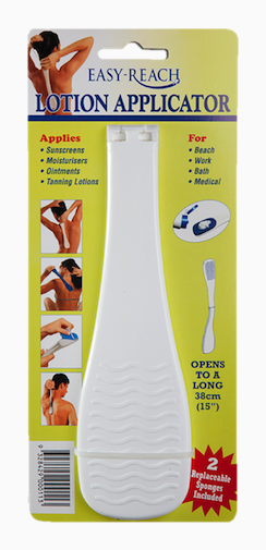 Quintro Healthcare Easy-Reach Folding Lotion Applicator with sponge pad, flexible skin care accessory for easy lotion application