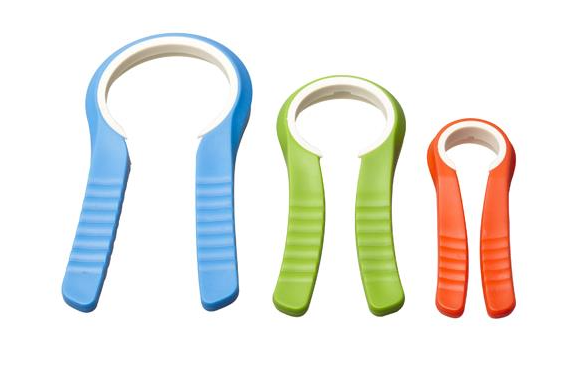 Set of three Max Mobility Zeta JBT1 jar, bottle, and tap turners by Quintro Healthcare, designed for easier grip and use.