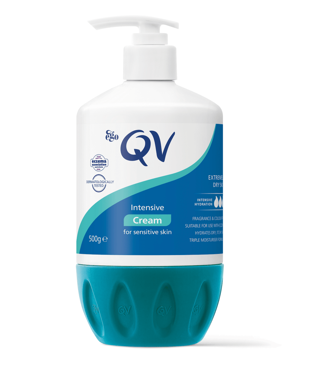 Ego QV Intensive Cream 500g jar, skin care product with smooth, white cream visible in the container.
