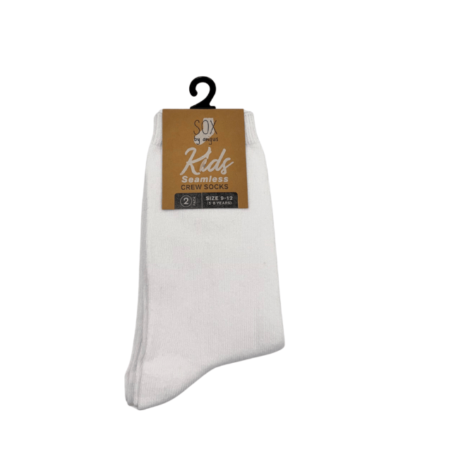 Cotton children's school socks in a 2 pack, featuring a seamless design by Sox By Angus for comfort and fit.