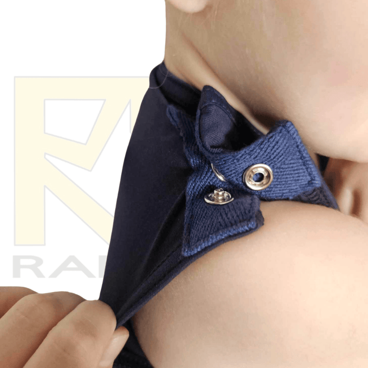 Close-up of RareWear OneEase Adaptive BodySuit for kids, showcasing shoulder design and fabric details.