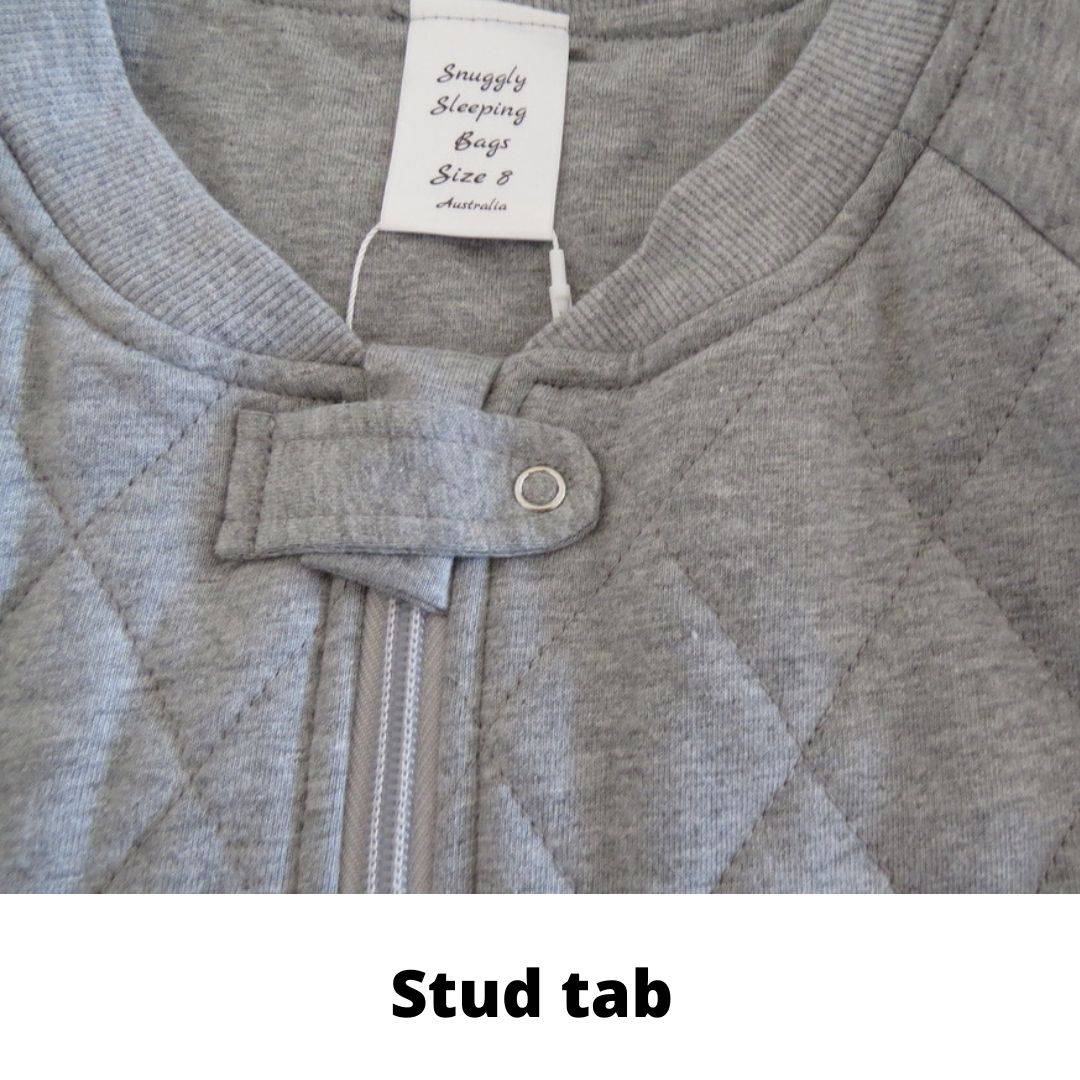 Adaptive sleeping bag with stud tab design from Snuggle Bags by Ellie, featuring soft fabric and cozy fit.