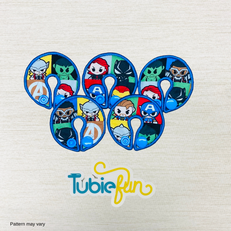 Tubie Fun Regular G-Tube Button Pad Superhero (5pk)