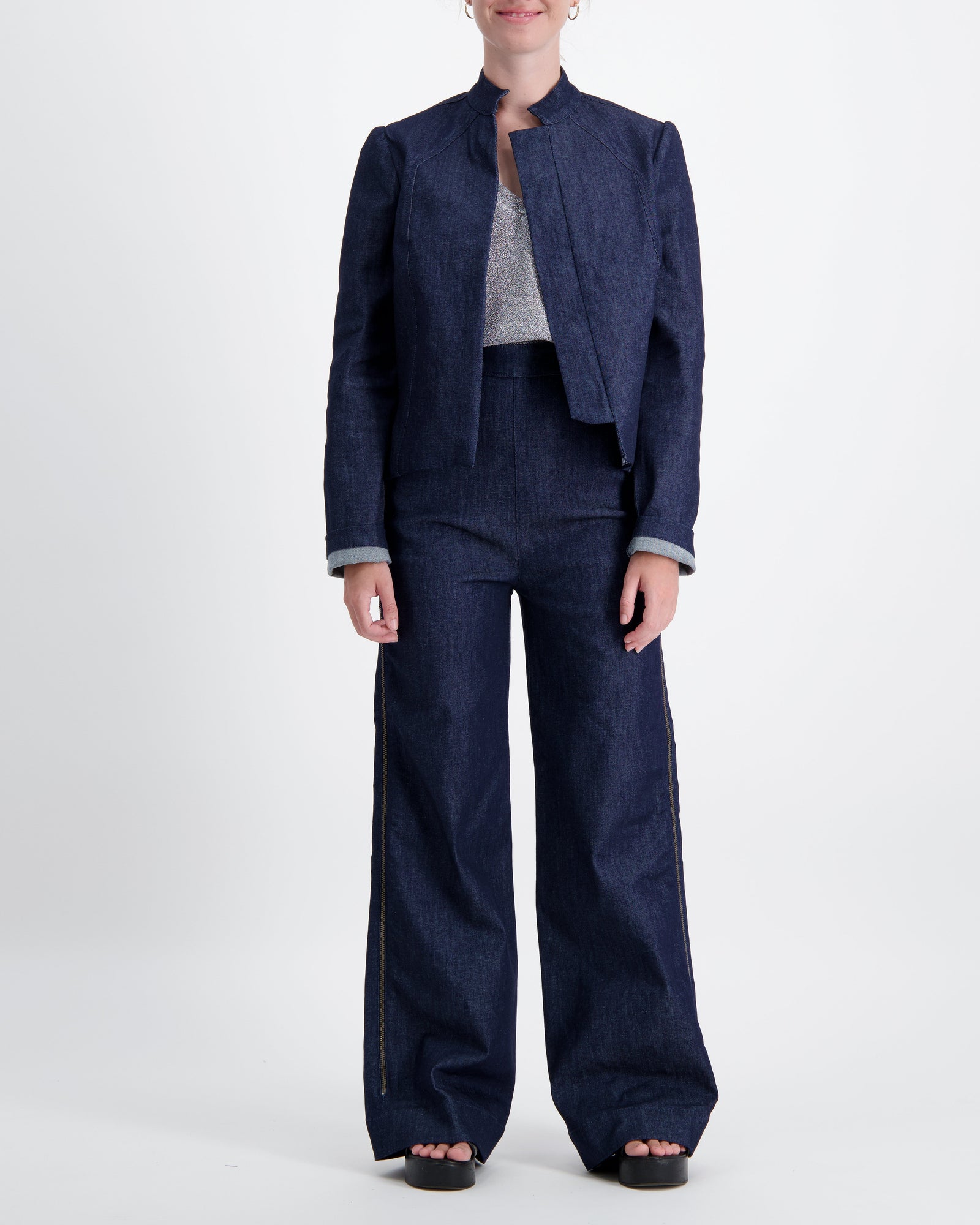 Paula Cropped Magnetic Jacket for Dexterity Support - Blue - Christina Stephens
