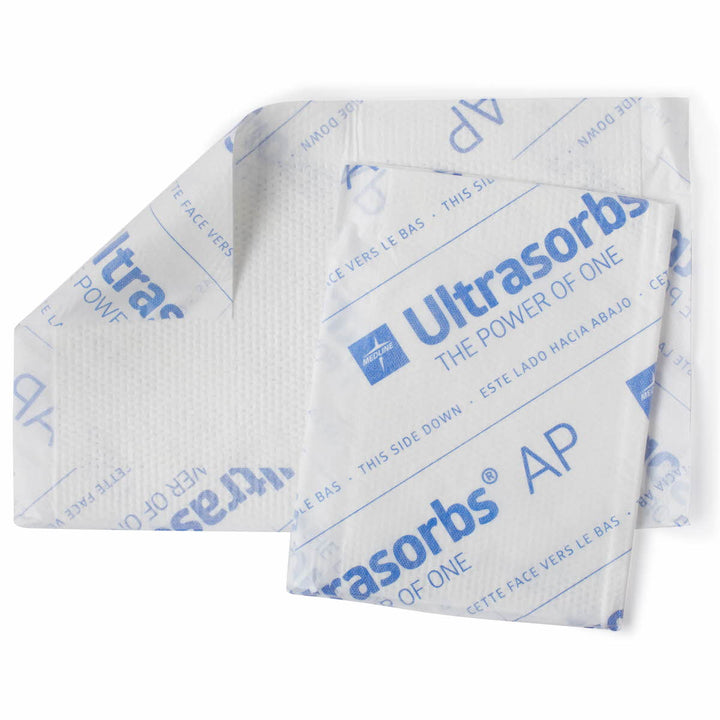 Medline® Ultrasorbs AP Drypads for continence care, featuring a 25x41 cm size for effective moisture absorption.