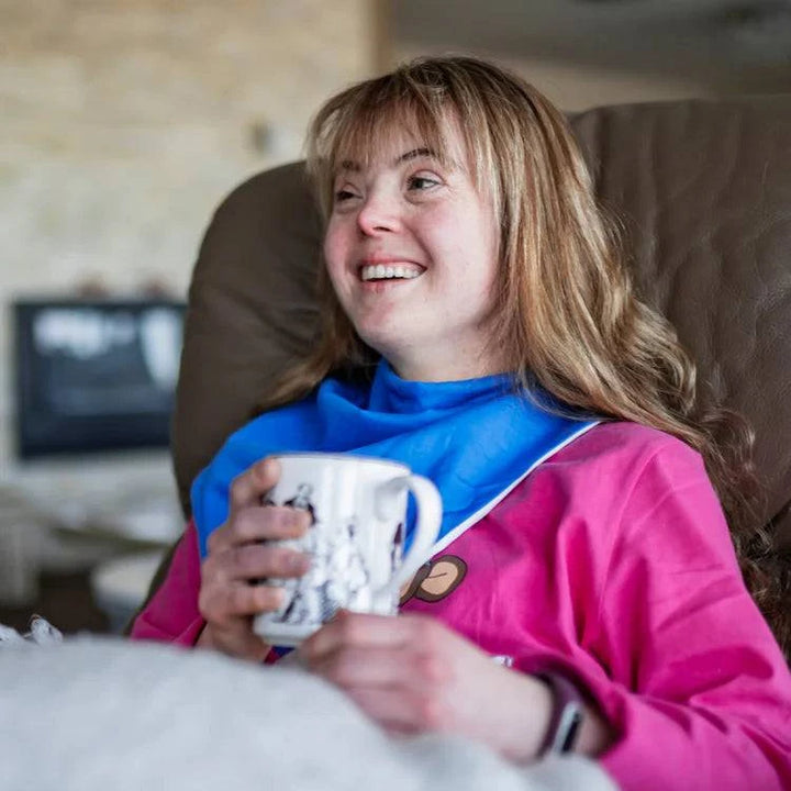 Brolly Sheets waterproof and absorbent Brolly Bandana adaptive clothing accessory for protection and comfort.