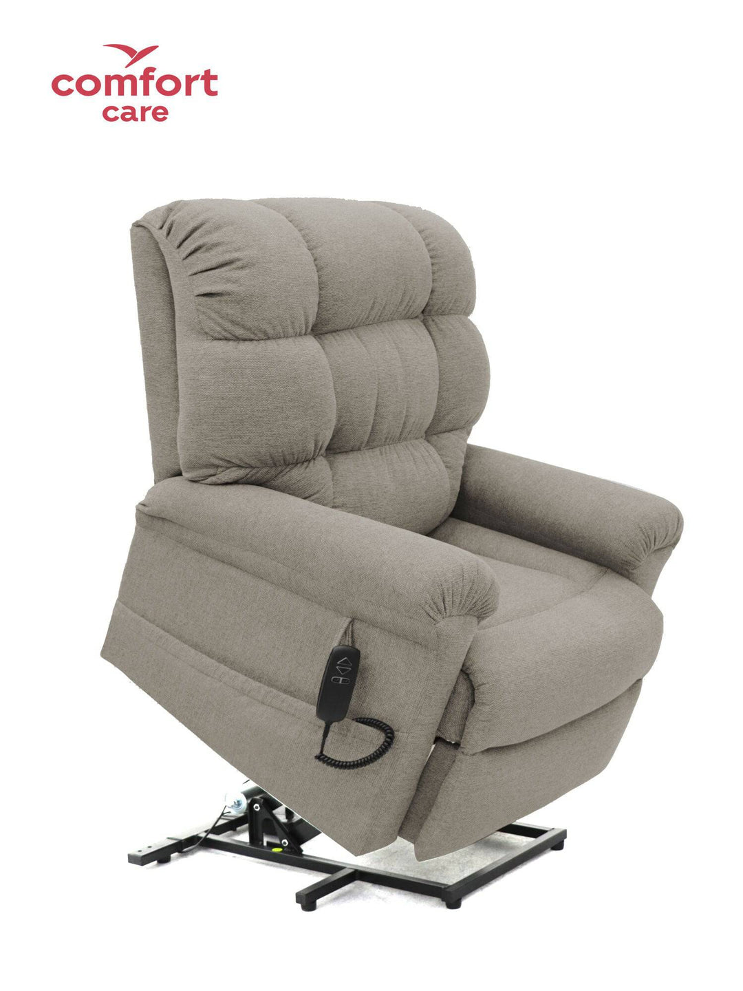 Pinnacle Comfort Care Cloud 2 Motor Power Lift Recliner in plush fabric with padded armrests and adjustable back support.