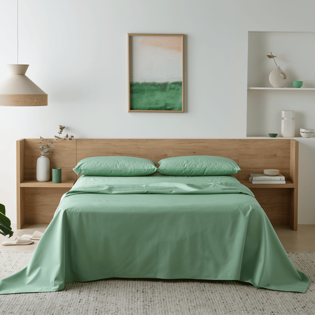 Green waterproof bamboo fitted sheet from Staydry Manchester, designed for moisture protection and comfort.