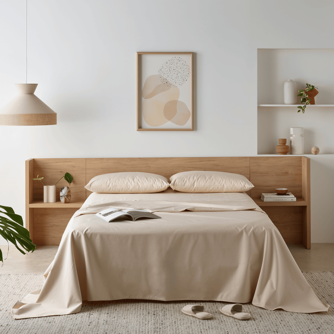 Staydry Waterproof Bamboo Fitted Sheet on a bed, showing soft bamboo fabric and waterproof features for a comfortable sleep.