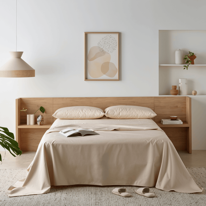 Staydry Waterproof Bamboo Fitted Sheet on a bed, showing soft bamboo fabric and waterproof features for a comfortable sleep.