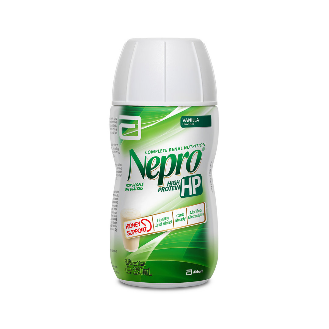 DHL Nepro HP Ready To Drink Vanilla nutrition bottles in 220mL packaging, displayed from the front.