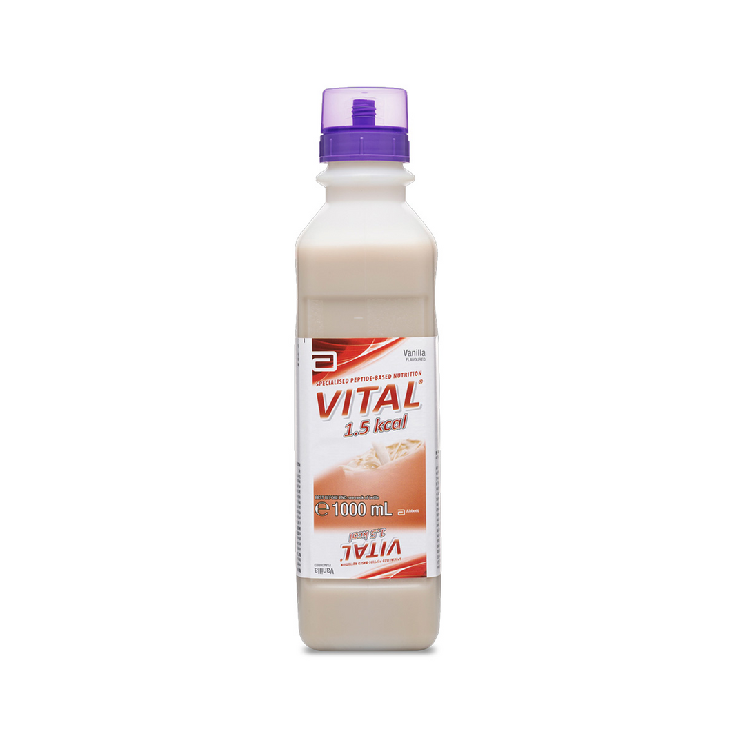 DHL Vital 1.5 Kcal Ready To Hang Vanilla nutrition drink in 1000mL packaging, displayed on a white background.