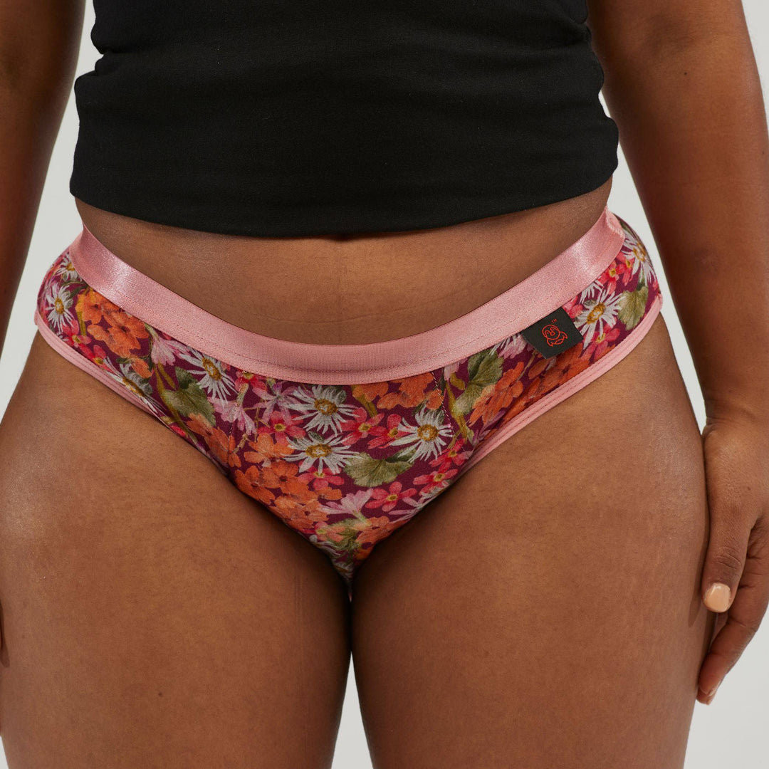 Staydry women's hipster underwear in floral print, designed for continence, with a comfortable fit and discreet protection.