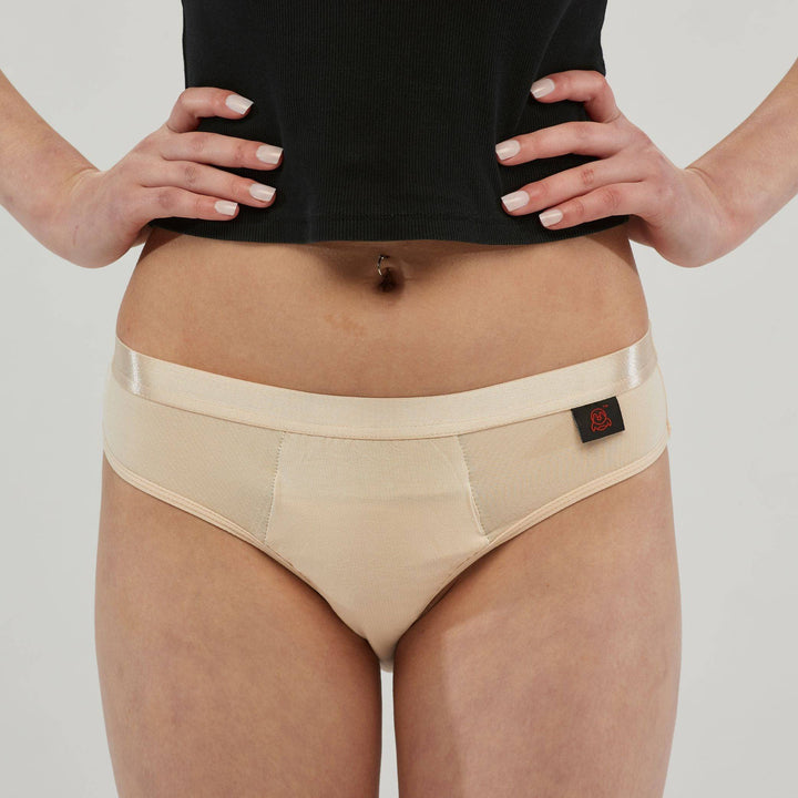 Staydry women's hipster brief in skin color,continence underwear with comfortable fit and discreet design.