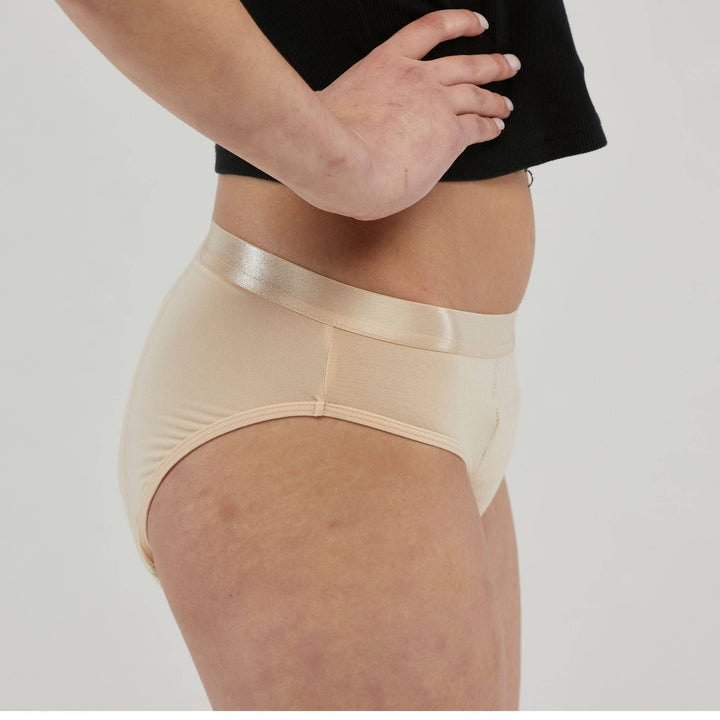 Staydry women's hipster underwear for continence, in skin tone, made by Stay Dry Products, featuring a comfortable fit and discreet design.