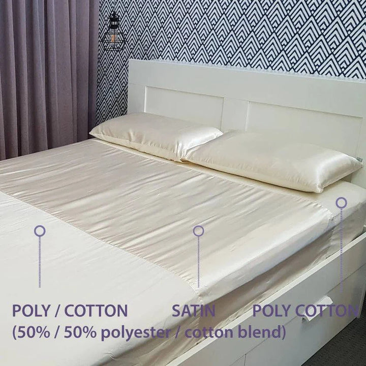 Neeki Designs Wonder Sheet Manchester cream bed sheet laid flat, showing soft fabric and smooth texture.