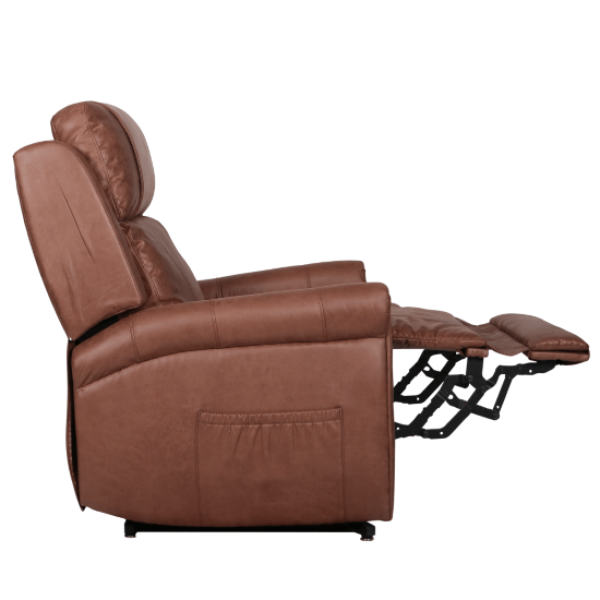 Small bronze Aspire Raphael Quattro Powerlift Recline Chair by Aidacare with padded armrests and sturdy frame, designed for comfort and support.