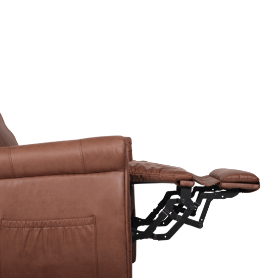Close-up of the bronze Aspire Raphael Quattro Powerlift Recline Chair in small size, showcasing its detailed reclining mechanism.