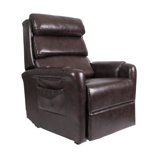 ASPIRE Signature 2 Lift Recline Chair in Heritage Vinyl, small size, space-saving design by Aidacare.