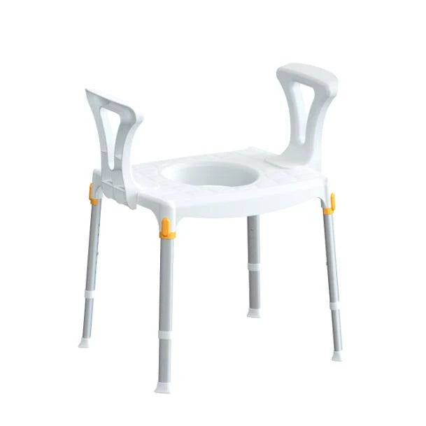 Performance Health King Commode with armrests, featuring a white design suitable for over toilet use.