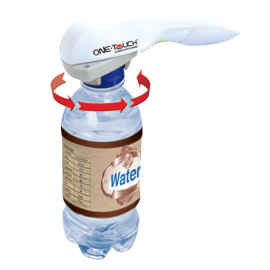 Aidacare ONE TOUCH Bottle Opener with ergonomic design, showcasing its sleek shape and easy-to-use mechanism.