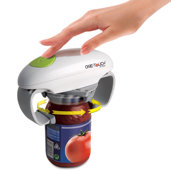 Aidacare ONE TOUCH jar opener with ergonomic grip and adjustable design for easy jar lid access.