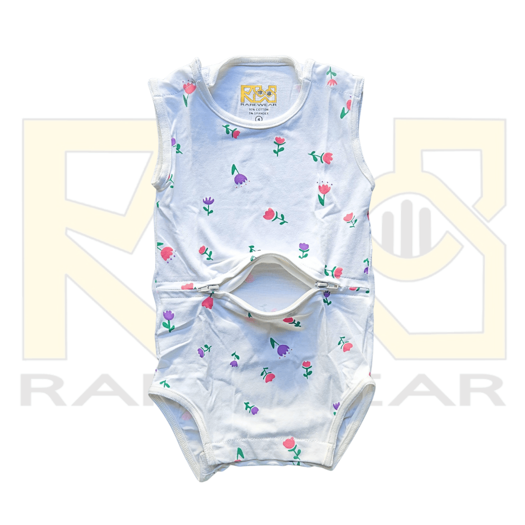 RareWear OneEase Signature Kids Bodysuit with floral design, soft fabric, and comfortable fit for children.