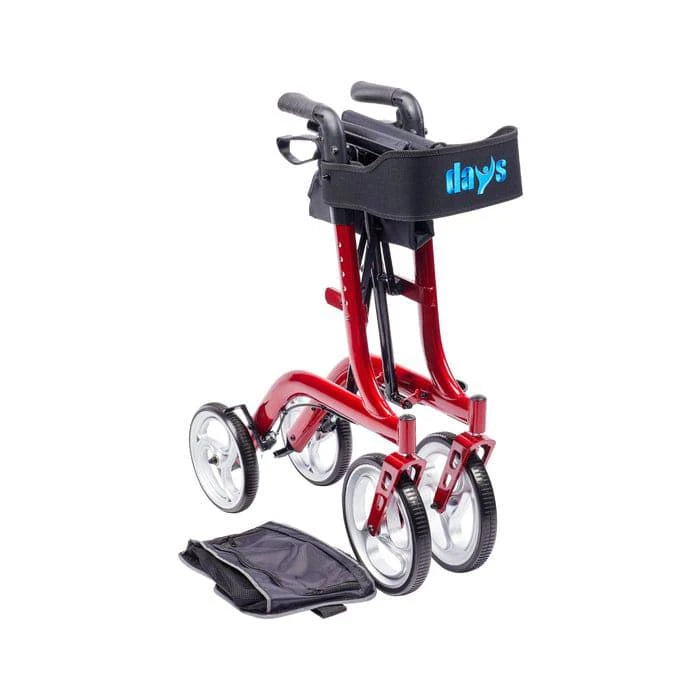 Red Days Superlite Deluxe Rollator by Performance Health, folded and compact for easy storage and transport.