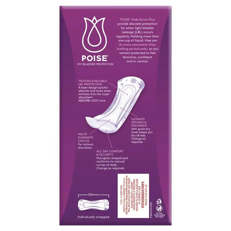 Sigma Poise Pads for Bladder Leaks Extra Plus, 10-pack, contenance product with absorbent pads designed for bladder leak protection.